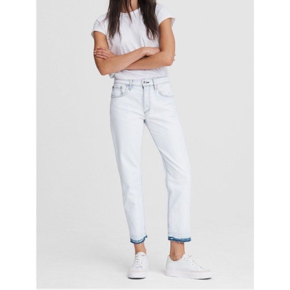 Rag & Bone Rosa Mid Rise Boyfriend Jeans In Desert White Women’s 27